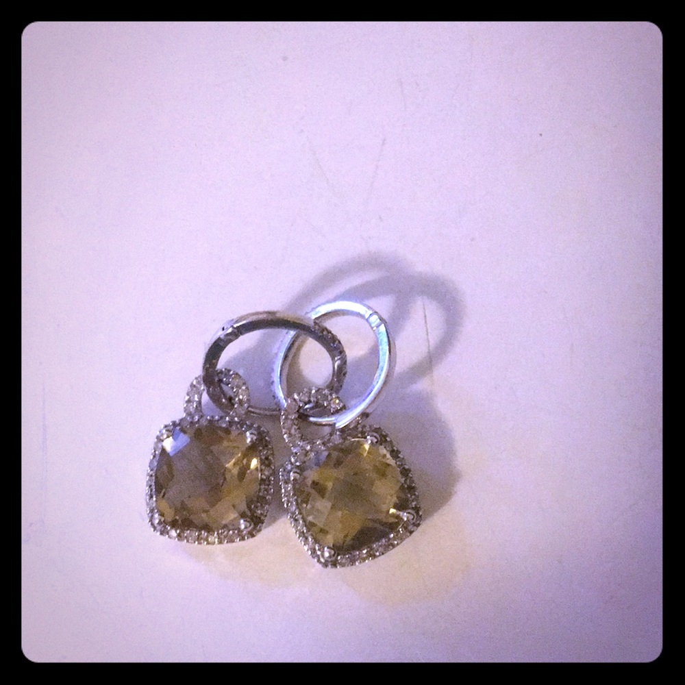 Diamond and yellow stone earrings